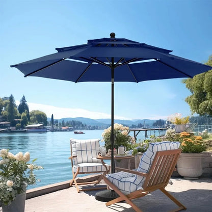 10ft Windproof Patio Umbrella 3-Tier Vented for Outdoor Use