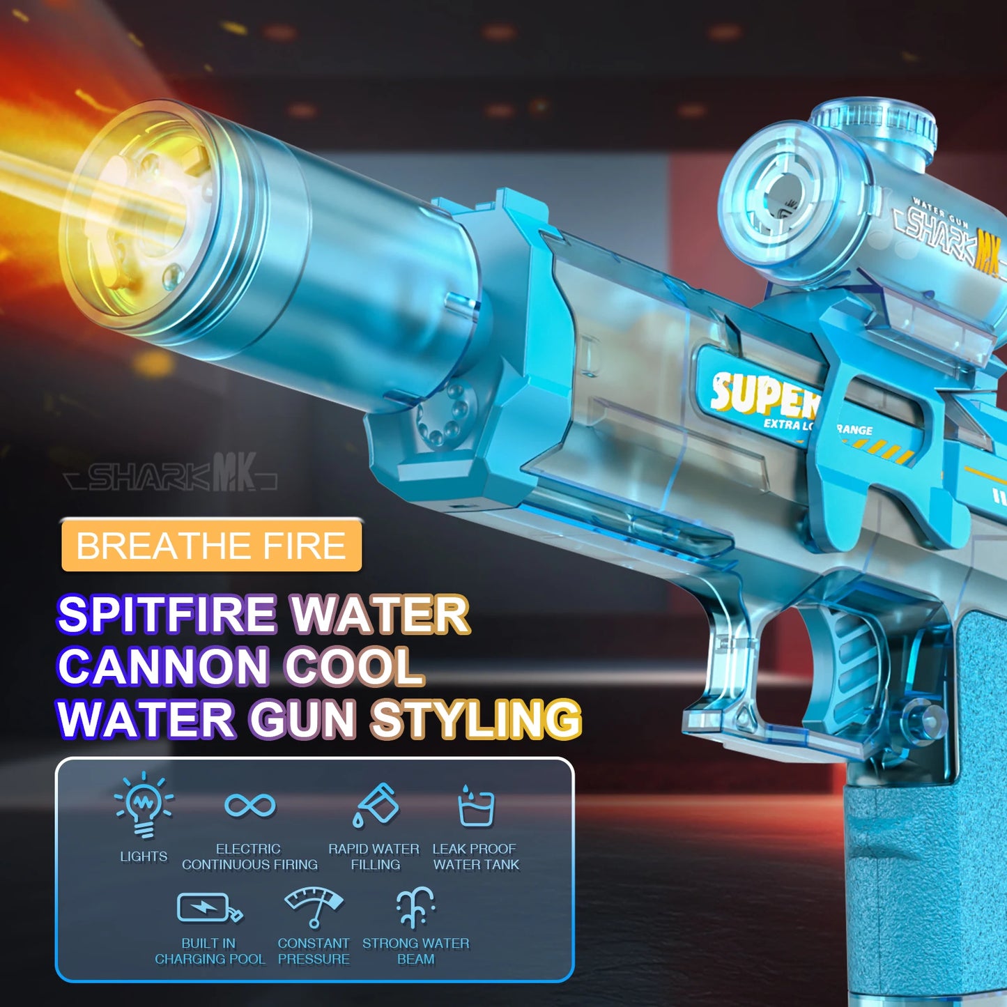 Electric Flame-Effect High-Pressure Water Gun