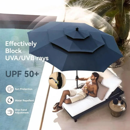 10ft Windproof Patio Umbrella 3-Tier Vented for Outdoor Use
