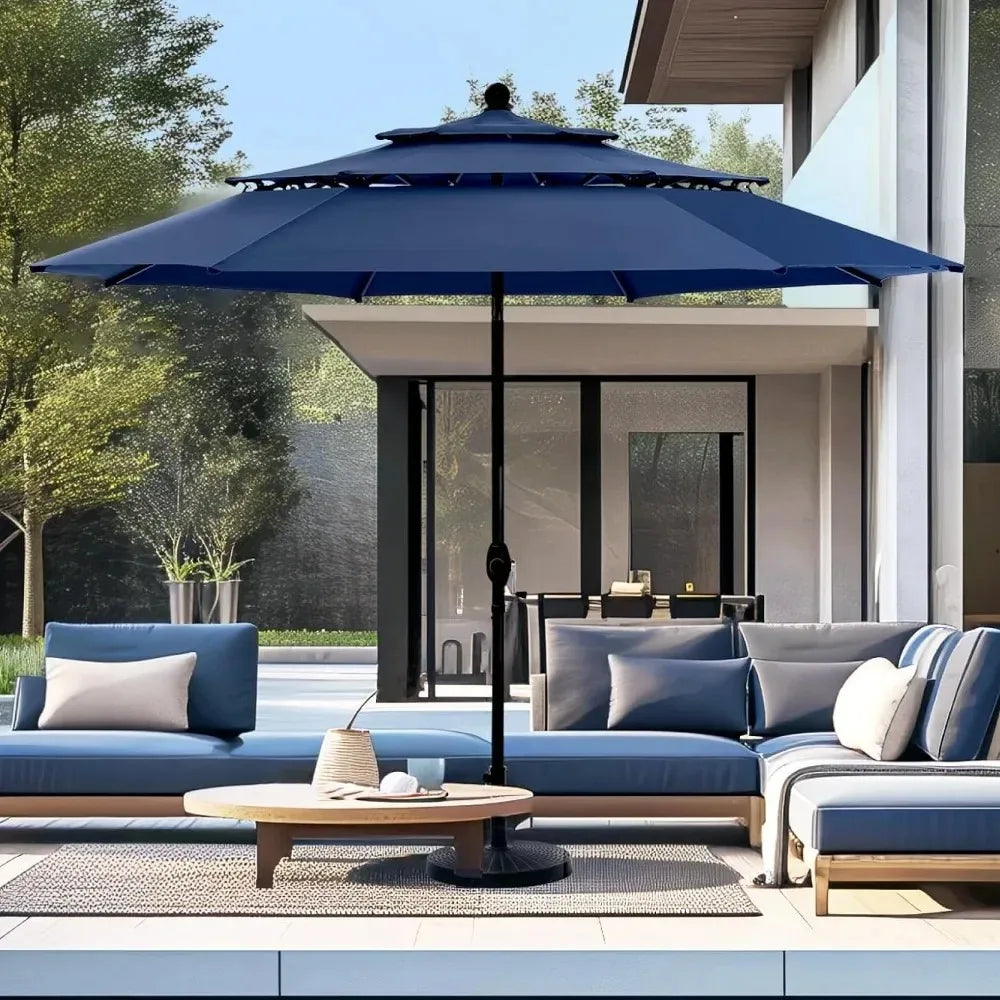 10ft Windproof Patio Umbrella 3-Tier Vented for Outdoor Use